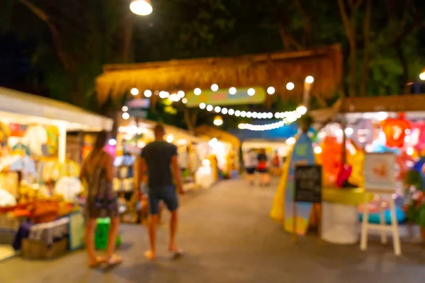 Difuminación abstracta y mercado callejero nocturno desenfocado — Foto de Stock