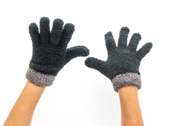 beyaz zemin üzerine eldiven