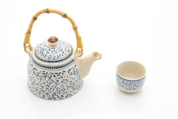 Ročník čínského čaje nastavený na bílém pozadí — Stock fotografie