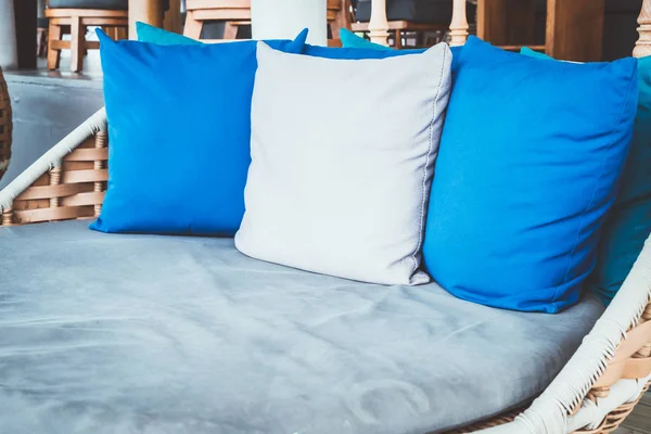 Comfortable pillow on sofa outdoor patio