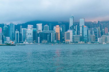 Hong Kong - 20 Şubat 2019: Victoria Limanı'Hong sahne 