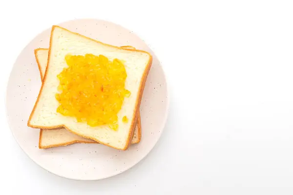 Rebanadas de pan con mermelada de naranja — Foto de Stock