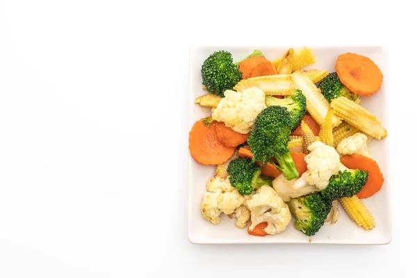 Stir-fried mix vegetable isolated on white background — Stock Photo, Image