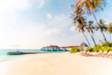 Soyut Blur tropikal plaj ve deniz arka plan için Maldivler 