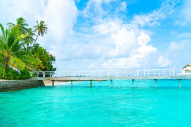 Plaj ile güzel tropikal Maldivler tatil oteli ve ada