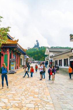 Hong Kong - 21 Şubat 2019: Tian Tan Buda aka Big Buddha olduğunu 
