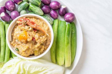 Chili Yapıştır kaynamaya yengeç veya Hindistan cevizi m ile yengeç ve soya sos ile