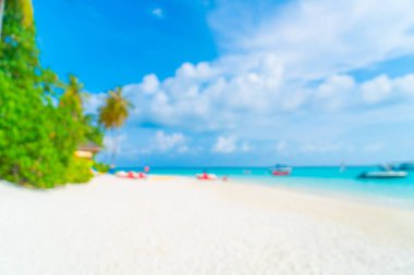 Soyut Blur tropikal plaj ve deniz arka plan için Maldivler 