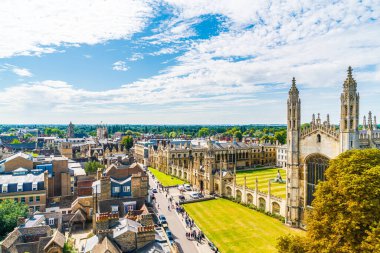 Cambridge şehrinin yüksek açı görünümü, İngiltere