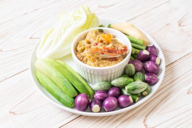 Chili Yapıştır kaynamaya yengeç veya Hindistan cevizi m ile yengeç ve soya sos ile