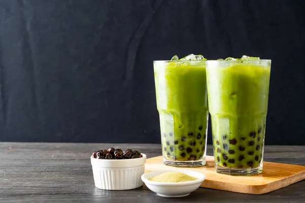 Chá verde latte com bolha — Fotografia de Stock
