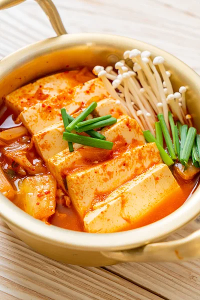 Inggris Kimchi Soup Tofu Egg Korean Kimchi Stew Korean Food — Stok Foto