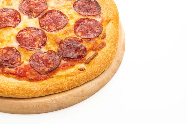 Pepperoni Pizza Isolata Fondo Bianco — Foto Stock