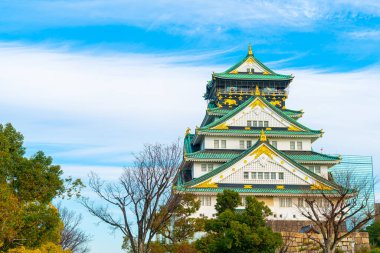 Osaka, Japonya 'daki Osaka Şatosu' nda güzel bir mimari..