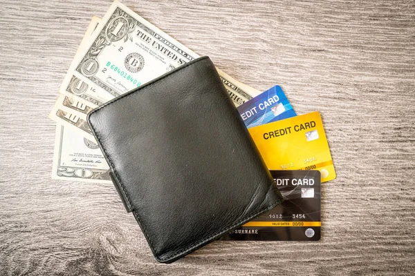 Wallet Money Credit Card Economy Finance Concept — Stock Photo, Image