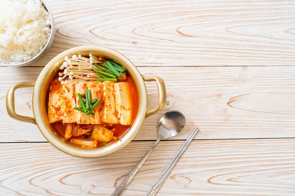 Kimchi Soup Soft Tofu Atau Korean Kimchi Stew Korean Food — Stok Foto