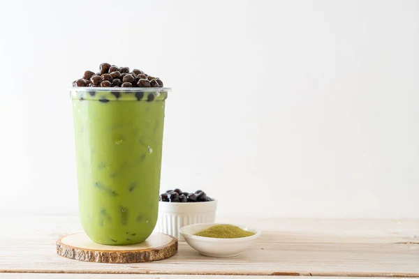 Matcha Grüntee Latte Mit Blase — Stockfoto