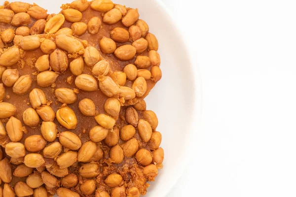 Thai Fried Peanut Cookies Isolated White Background — Stock Photo, Image