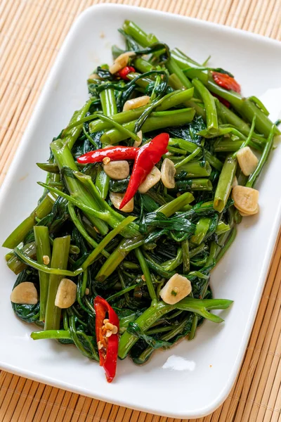 Stir Fried Chinese Morning Glory Water Spinach — стокове фото