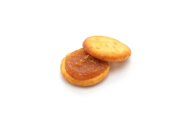 Kekse Mit Ananasmarmelade Isoliert Auf Weißem Hintergrund — Stockfoto