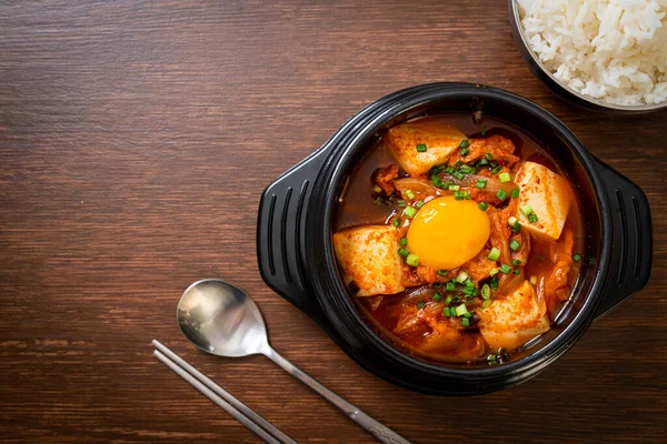 Kimchi Soup with Soft Tofu or Korean Kimchi Stew  - Korean Food Traditional Style