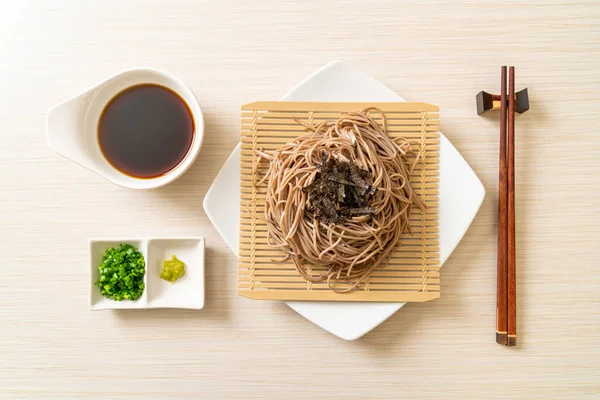 Fideos Soba Trigo Sarraceno Frío Ramen Zaru Estilo Comida Japonesa — Foto de Stock