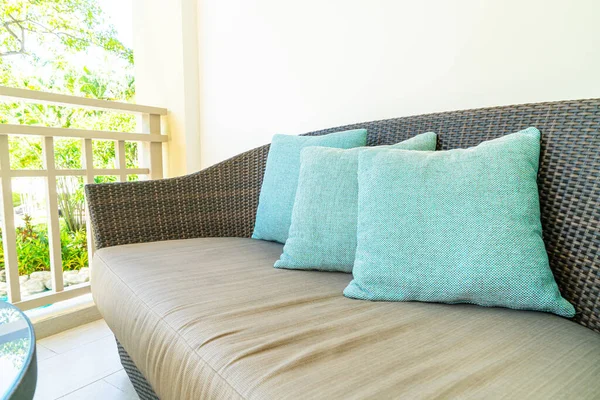 Comfortable Pillow Decoration Patio Chair Balcony — Stock Photo, Image
