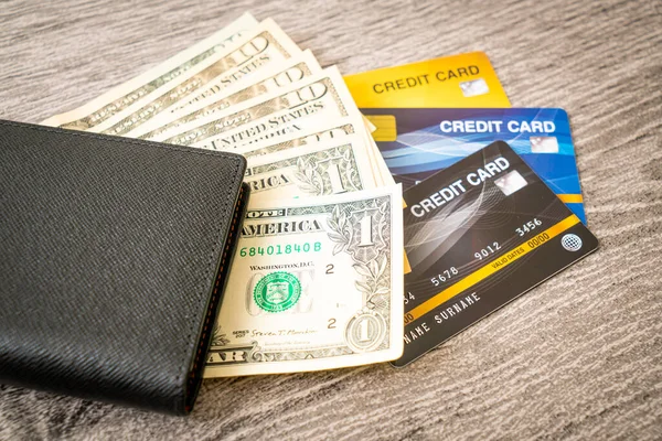 Wallet Money Credit Card Economy Finance Concept — Stock Photo, Image