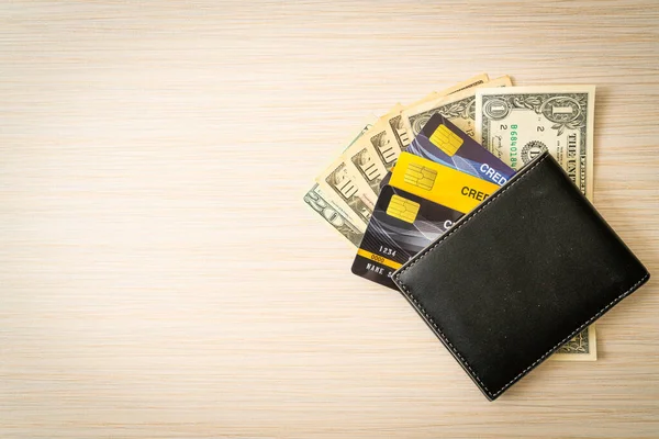 Geldbörse Mit Geld Und Kreditkarte Wirtschafts Und Finanzkonzept — Stockfoto