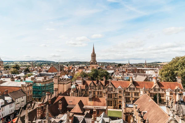 High angle view of High Street of Oxford City, United Kingdom.