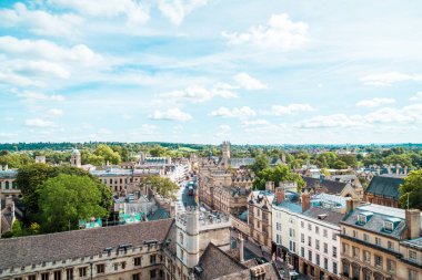 Oxford, İngiltere - 29 Ağustos 2019: Birleşik Krallık 'ın High angle view of Oxford, Birleşik Krallık.