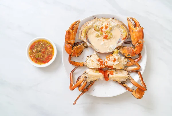 Steamed egg crab with fresh milk with spicy seafood sauce