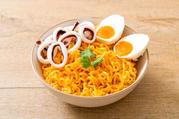 instant noodles salt egg flavour with squid or octopus bowl