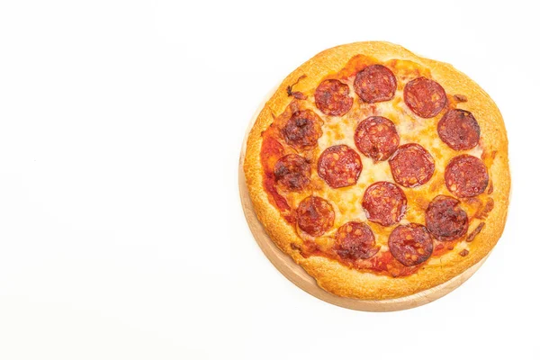 Pepperoni Pizza Geïsoleerd Witte Achtergrond — Stockfoto