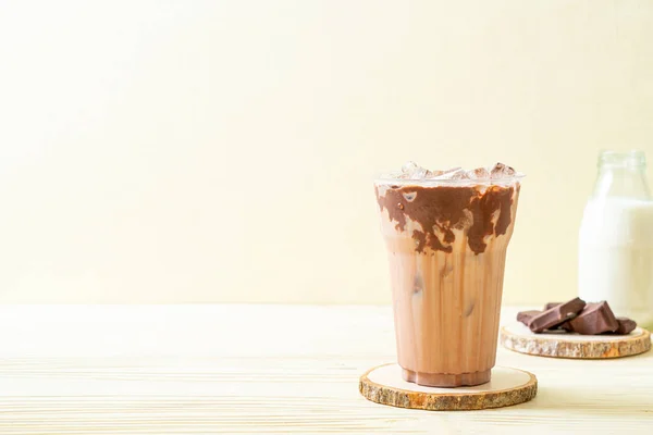 Eisschokolade Milchshake Getränk Auf Holz Hintergrund — Stockfoto