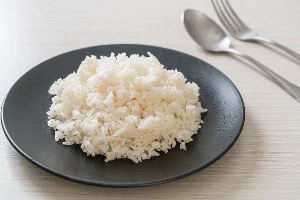 Cooked Thai Jasmine White Rice Plate — Stock Photo, Image
