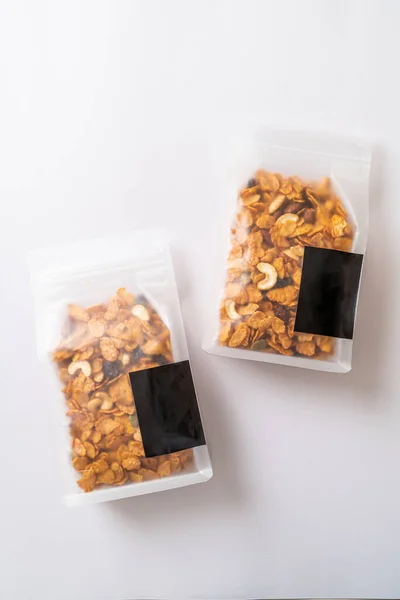 Körner Cornflakes Cashewnüsse Mandeln Kürbiskerne Und Sonnenblumenkerne Gesunde Mehrkornkost — Stockfoto