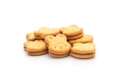 beyaz arka plan üzerinde izole krem ile tavşan çerezleri