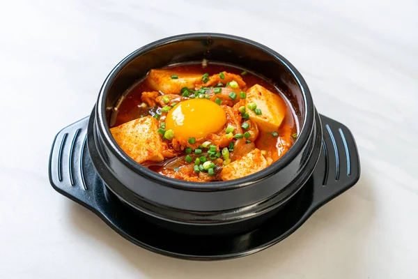 Soupe Kimchi Tofu Oeuf Ragoût Coréen Kimchi Style Traditionnel Coréen — Photo