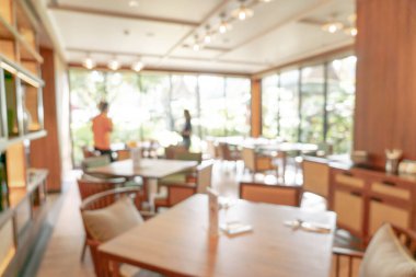 Özet olarak, arka plan için soyut bulanıklık ve odaksız otel restoranı