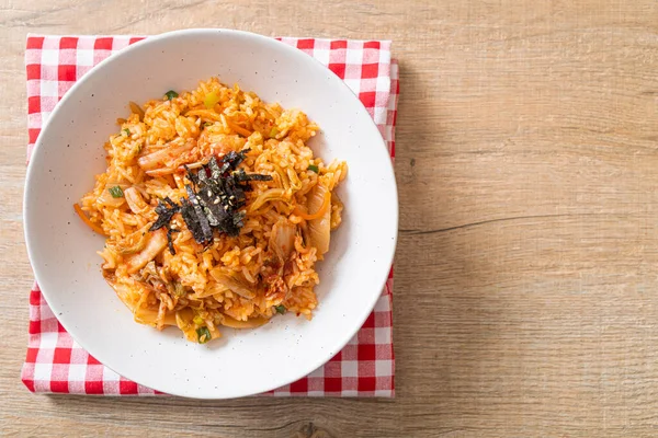 Kimchi Gebratener Reis Mit Algen Und Weißem Sesam Koreanische Küche — Stockfoto