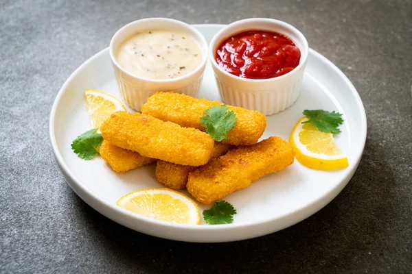 fried fish finger stick or french fries fish with sauce