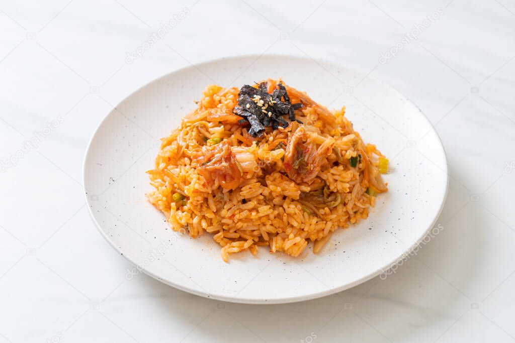 kimchi fried rice with seaweed and white sesame - Korean food style