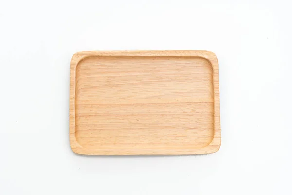Wooden Tray Plate Isolated White Background — Stock Photo, Image
