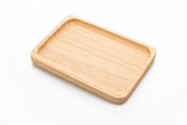 Wooden Tray Plate Isolated White Background — Stock Photo, Image