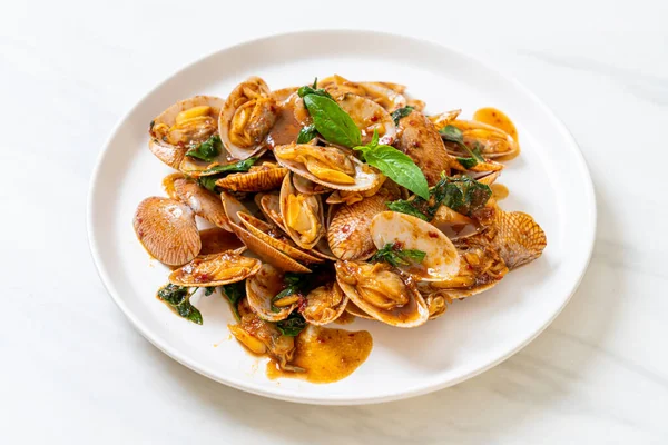 Stir Fried Clams Roasted Chilli Paste Asian Food Style — Stock Photo, Image