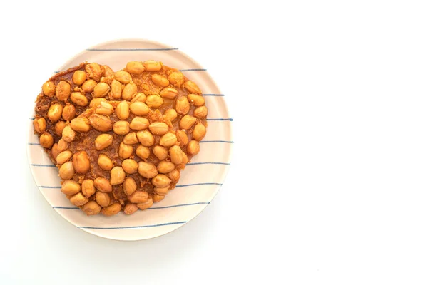 Thai Fried Peanut Cookies Isoliert Auf Weißem Hintergrund — Stockfoto