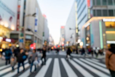 Tokyo Shinjuku 'daki soyut bulanık alışveriş caddesi, arka plan için Japonya