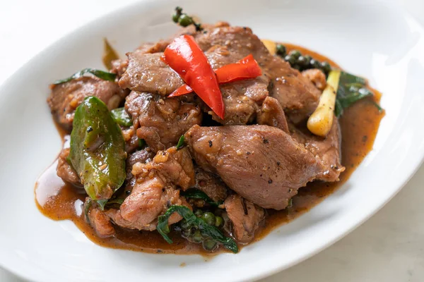 Pimienta Negra Frita Con Pato Estilo Comida Asiática — Foto de Stock