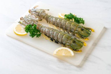 Gemide limonlu taze peygamber devesi karidesi